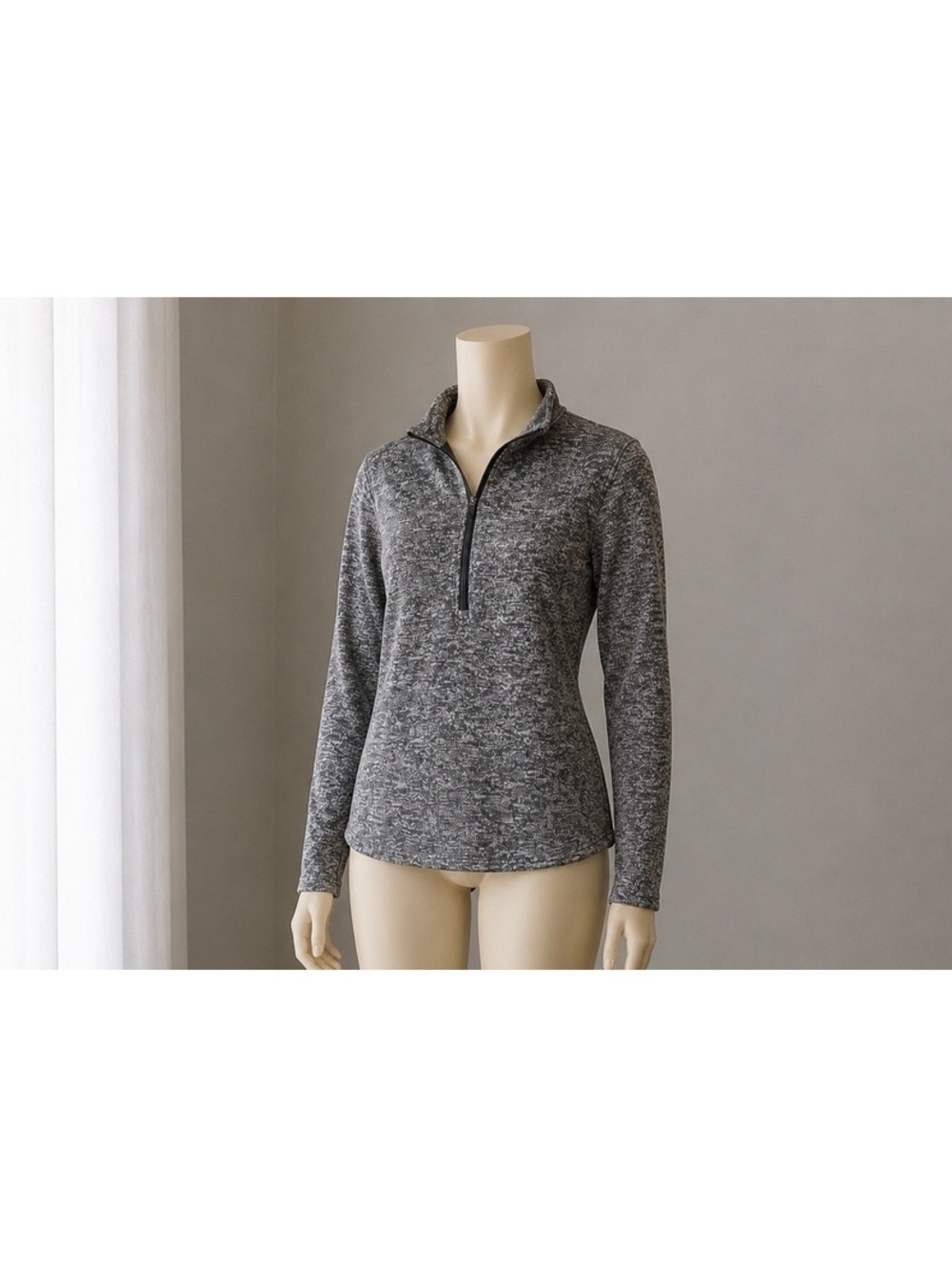 Bit & Bridle Gray Marled Quarter Zip Pullover Women’s Large Fleece Lined